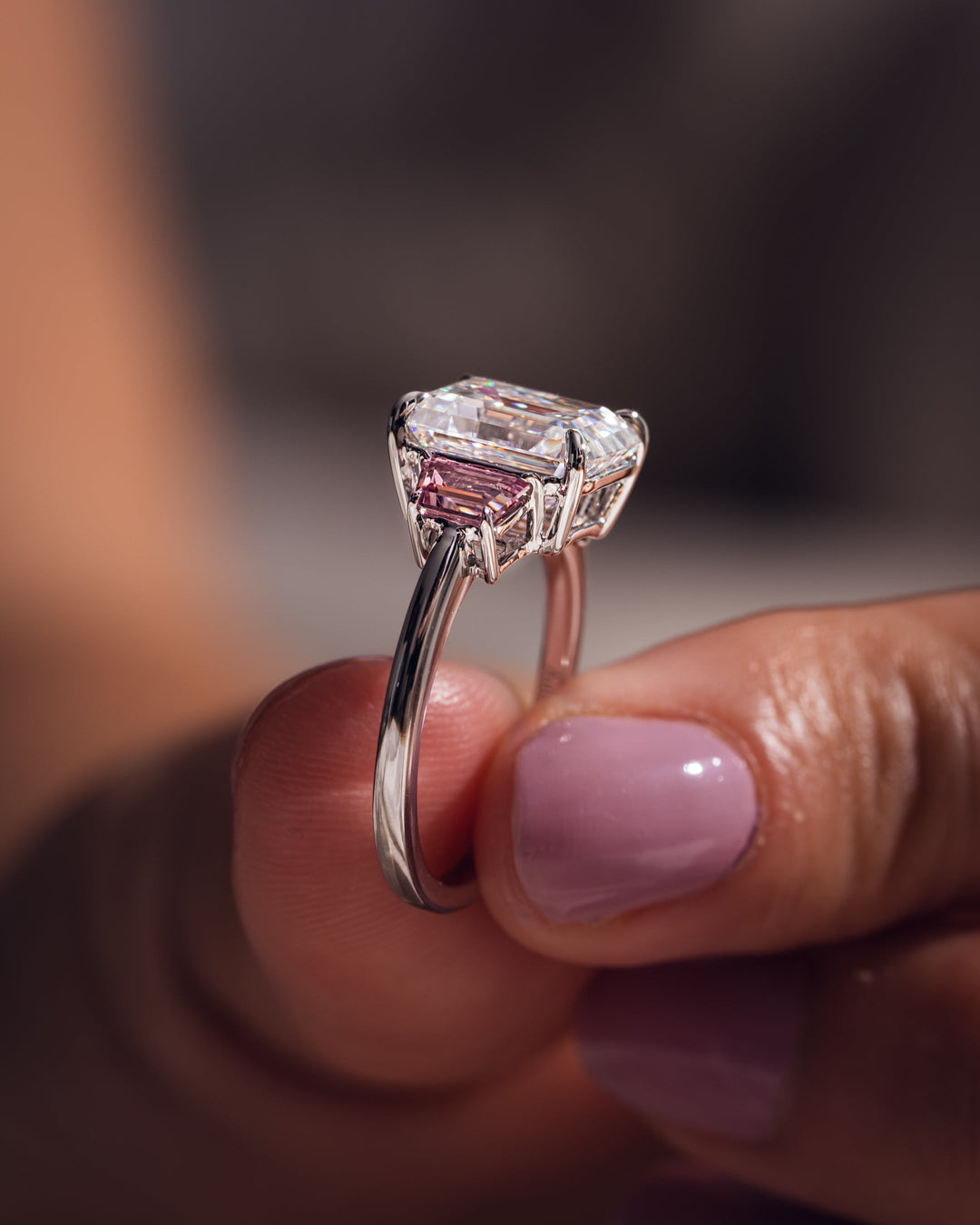 Rhonda - Emerald & Sapphire Trapezoid (Pink)