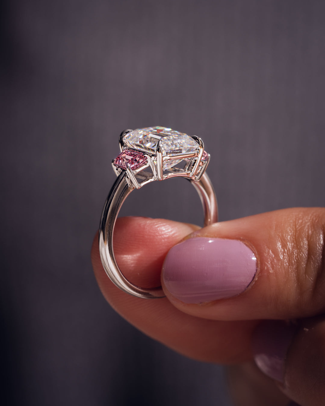 Rhonda - Emerald & Sapphire Trapezoid (Pink)