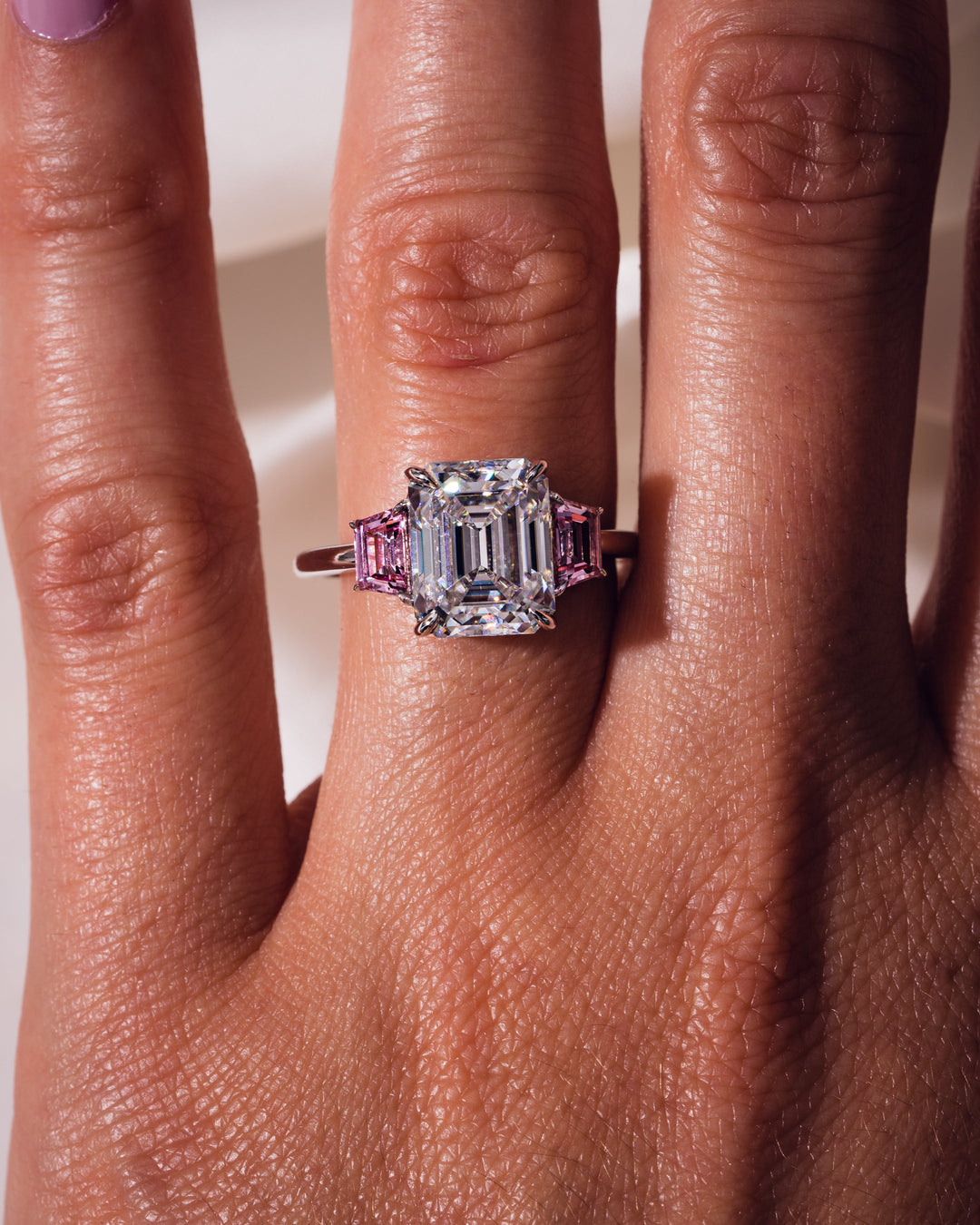 Rhonda - Emerald & Sapphire Trapezoid (Pink)
