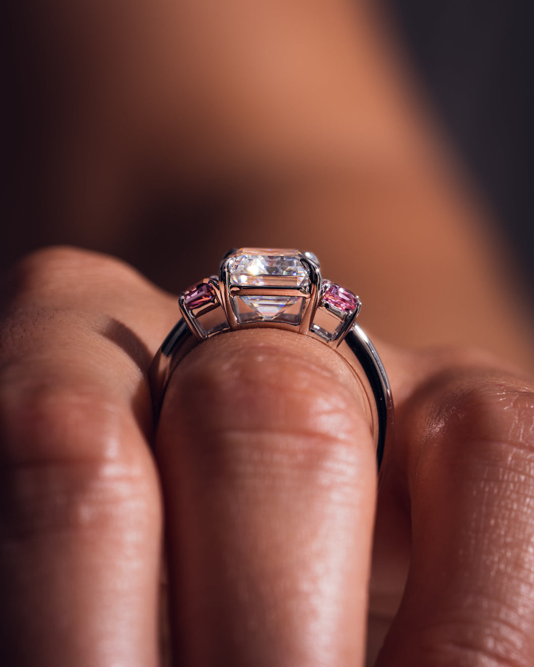Rhonda - Emerald & Sapphire Trapezoid (Pink)