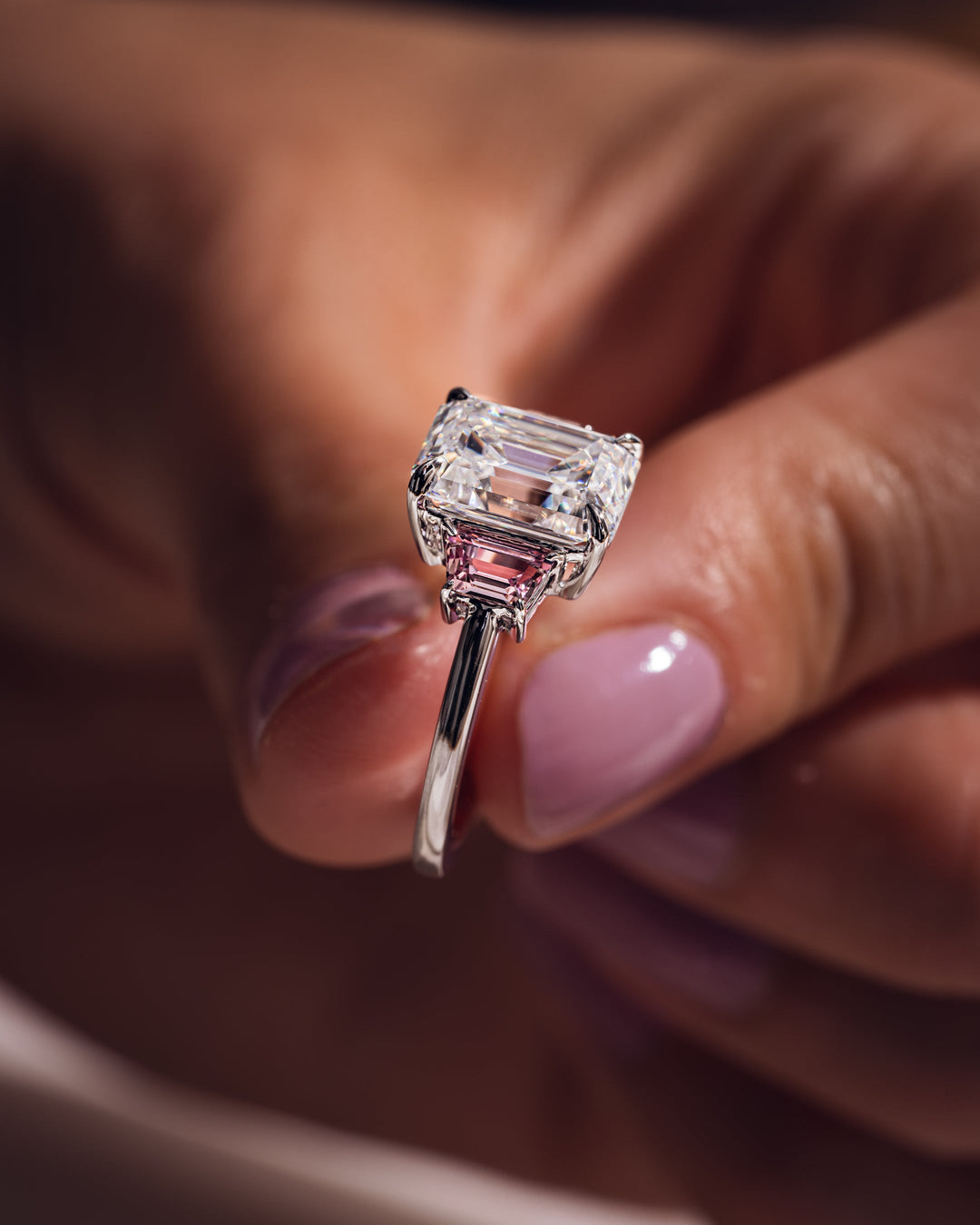 Rhonda - Emerald & Sapphire Trapezoid (Pink)