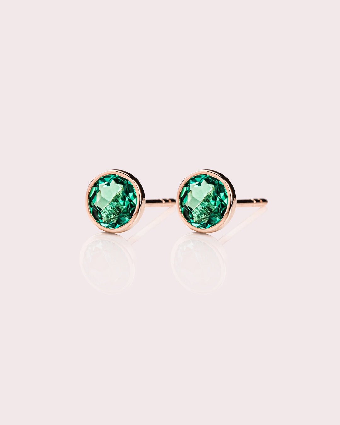 Demi Earrings - Round Lab-Emerald