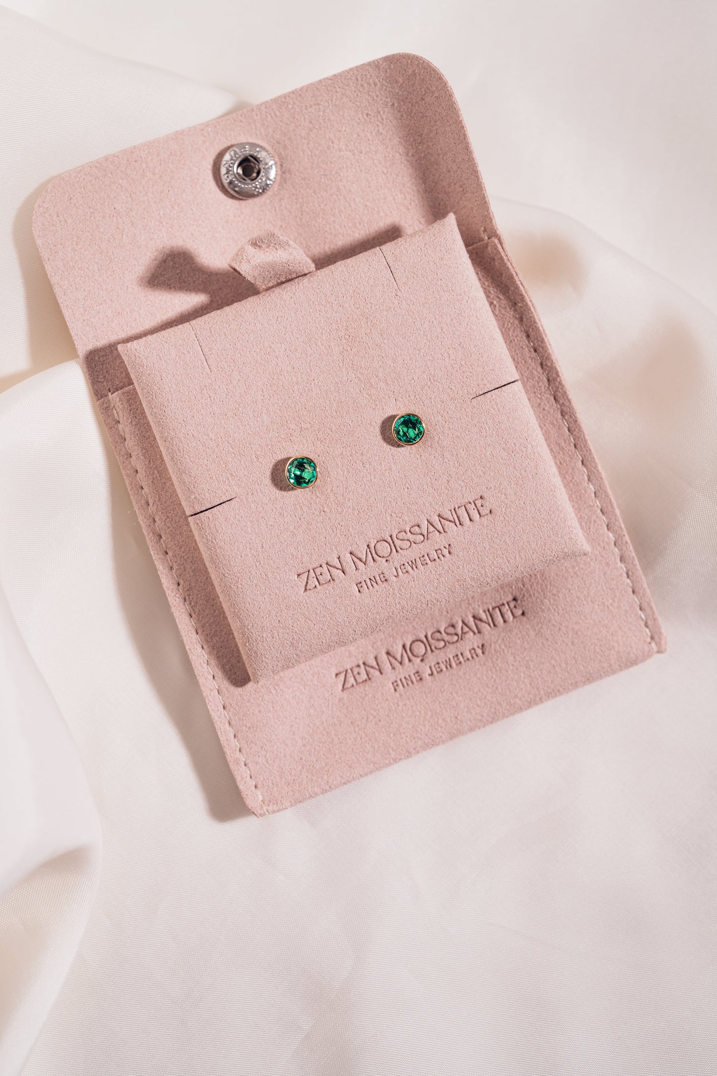 Demi Earrings - Round Lab-Emerald