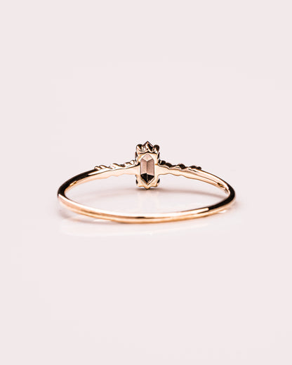 Ready to Ship - Smoky Quartz Hexagon & Diamond Ring