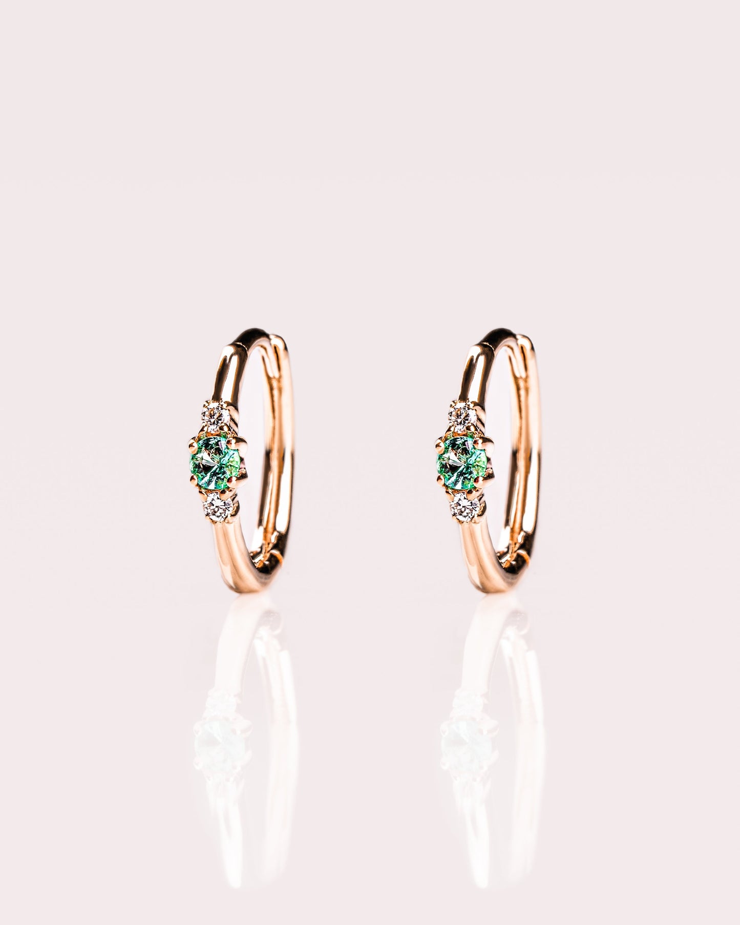 Ready to Ship - Emerald & Lab-Diamond Huggie