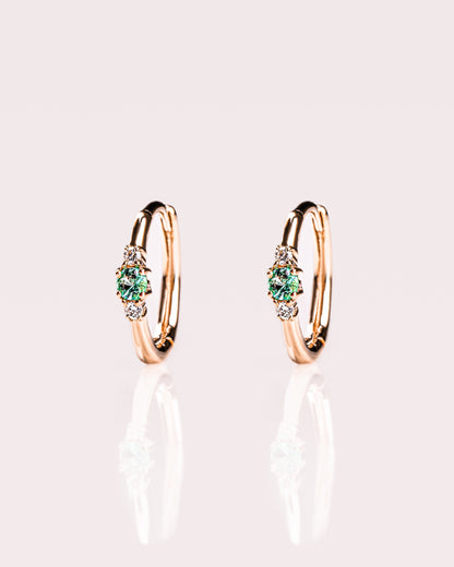 Ready to Ship - Emerald & Lab-Diamond Huggie