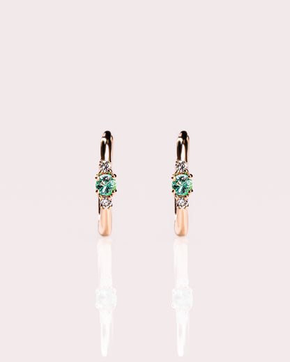 Ready to Ship - Emerald & Lab-Diamond Huggie