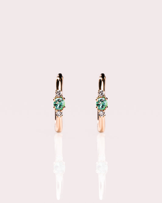 Ready to Ship - Emerald & Lab-Diamond Huggie