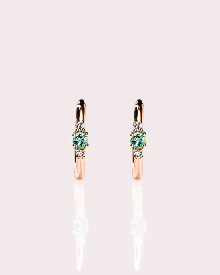 Ready to Ship - Emerald & Lab-Diamond Huggie