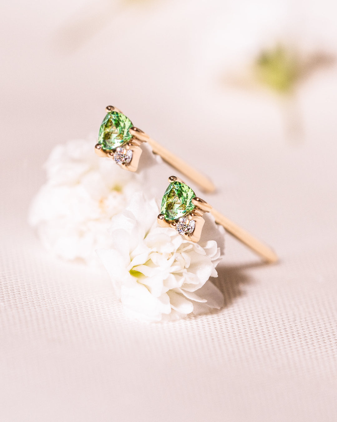 Ready to Ship - Tsavorite & Lab-Diamond Earrings