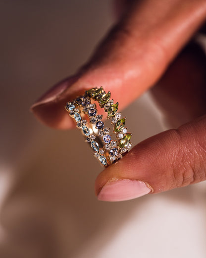 Ready to Ship - Marquise Peridot & Diamond Band