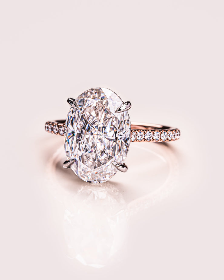 Ready to Ship - Jasmine - Oval - Platinum Head & Rose Gold Band