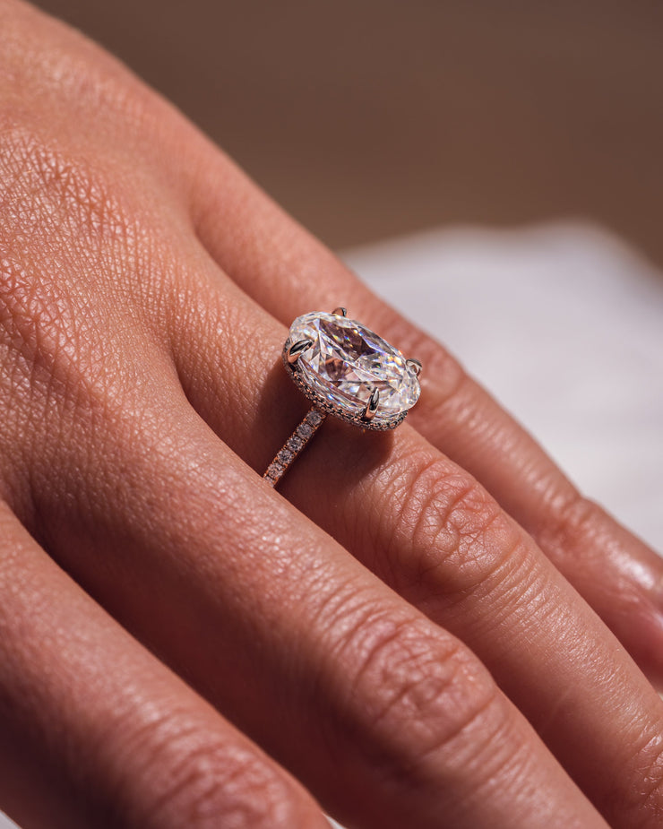 Ready to Ship - Jasmine - Oval - Platinum Head & Rose Gold Band