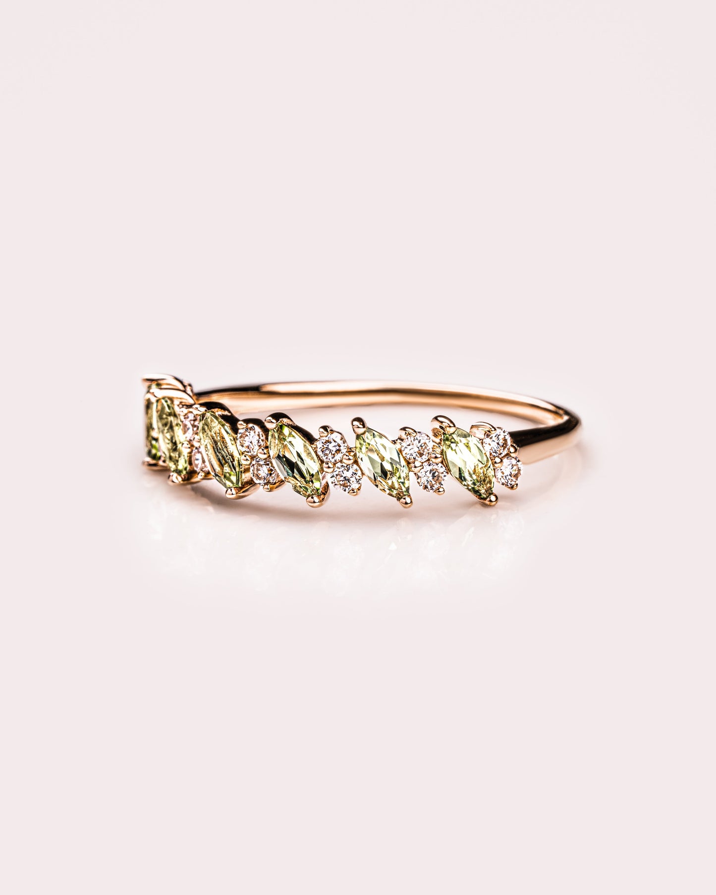 Ready to Ship - Marquise Peridot & Diamond Band