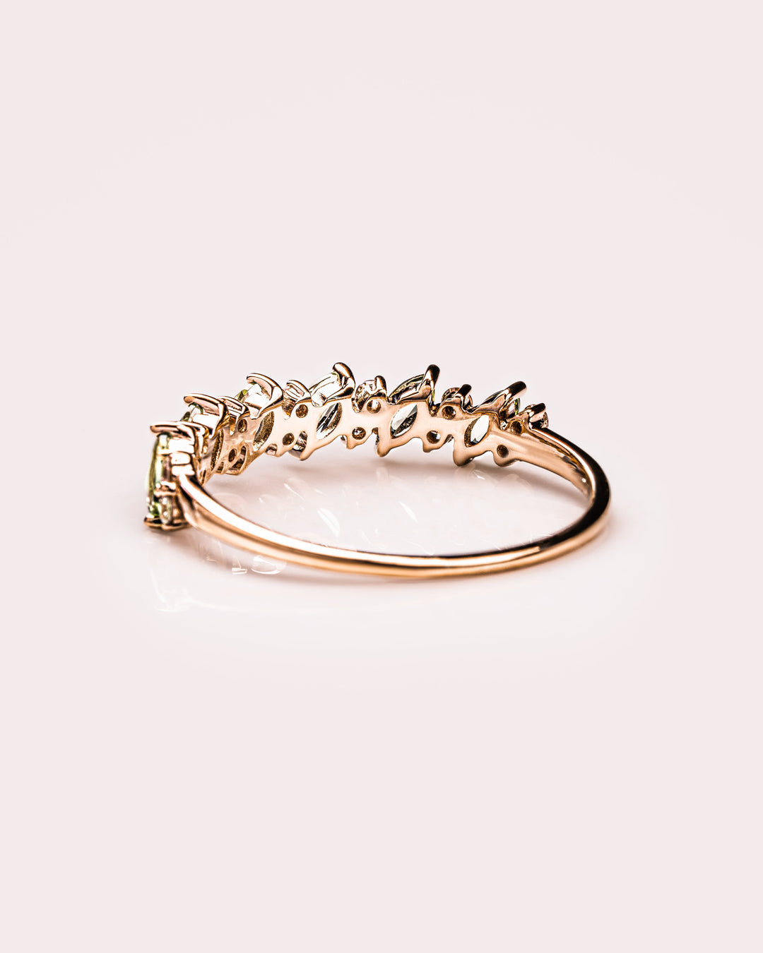 Ready to Ship - Marquise Peridot & Diamond Band