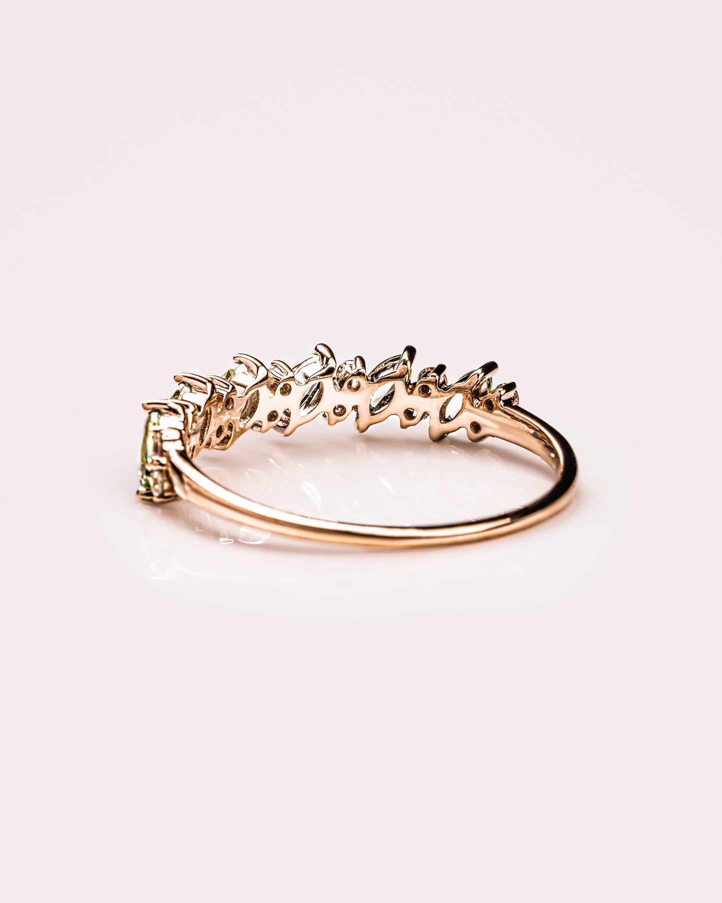 Ready to Ship - Marquise Peridot & Diamond Band