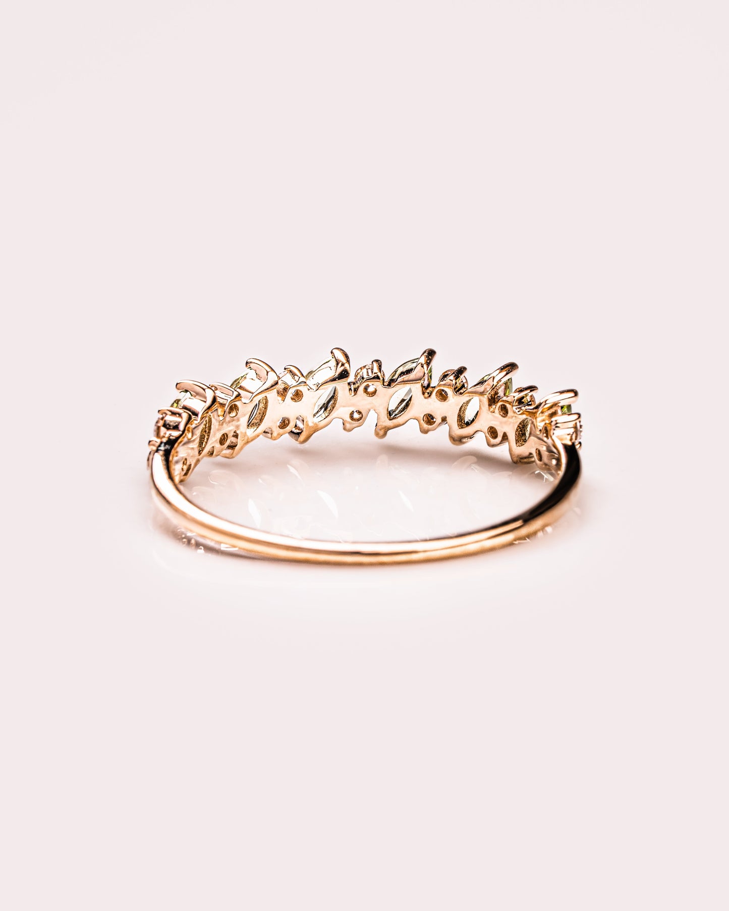Ready to Ship - Marquise Peridot & Diamond Band