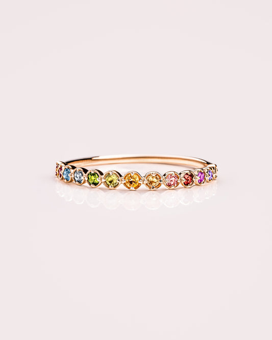 Ready to Ship - Round Bezel Rainbow Ring