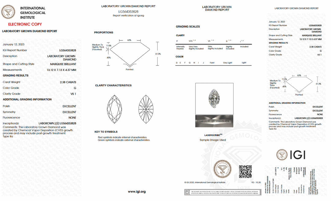 2.38ct Marquise Brilliant Lab-Diamond