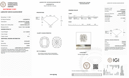 3.21ct Cushion Brilliant Lab-Diamond
