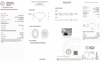 4.46ct Oval Brilliant Lab-Diamond