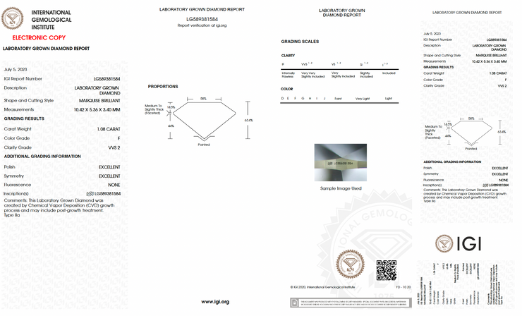 1.08ct Marquise Brilliant Lab-Diamond