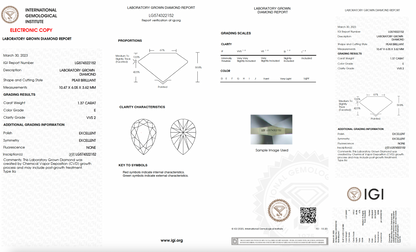 1.37ct Pear Brilliant Lab-Diamond