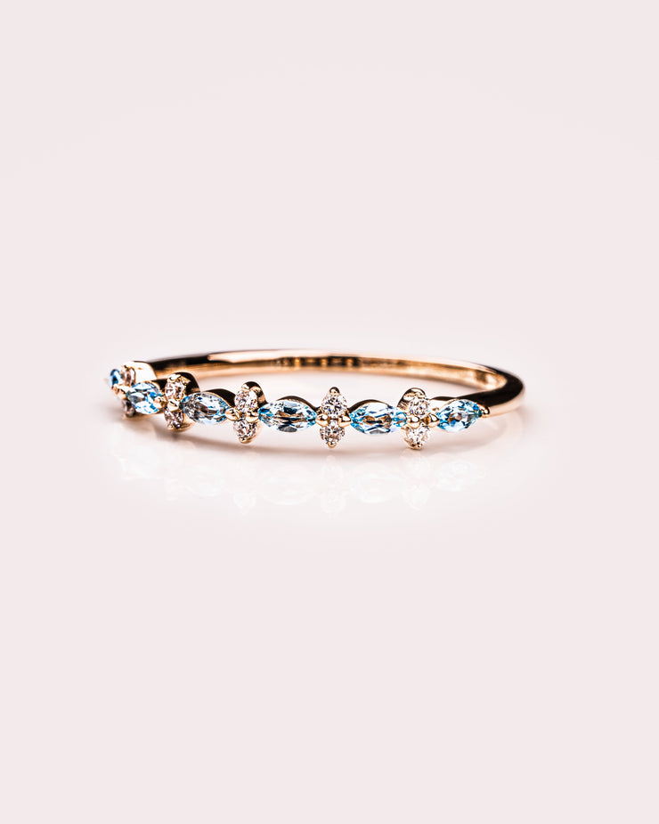 Ready to Ship - Swiss Blue Topaz & Diamond Ring