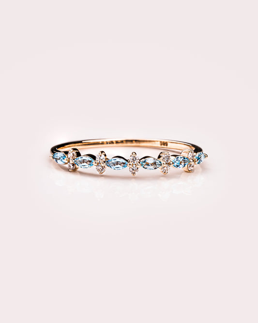 Ready to Ship - Swiss Blue Topaz & Diamond Ring